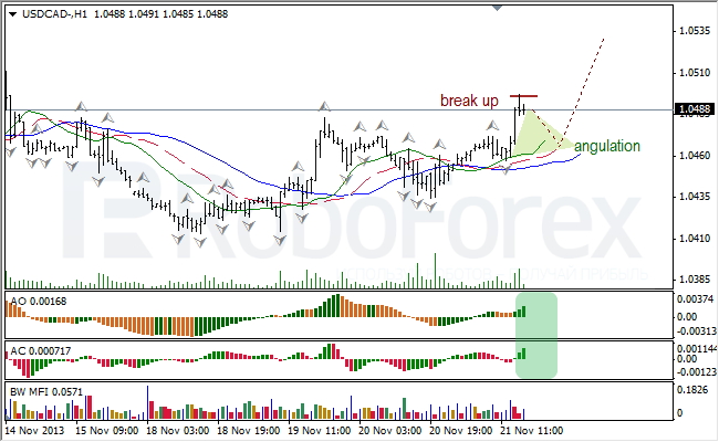 Анализ индикаторов Б. Вильямса для USD/CAD на 22.11.2013