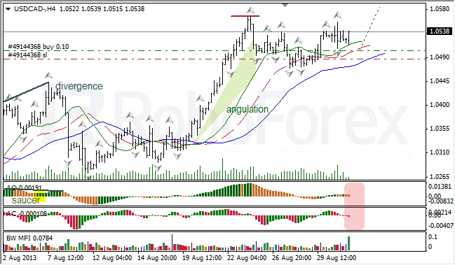 Анализ индикаторов Б. Вильямса для USD/CAD на 02.09.2013