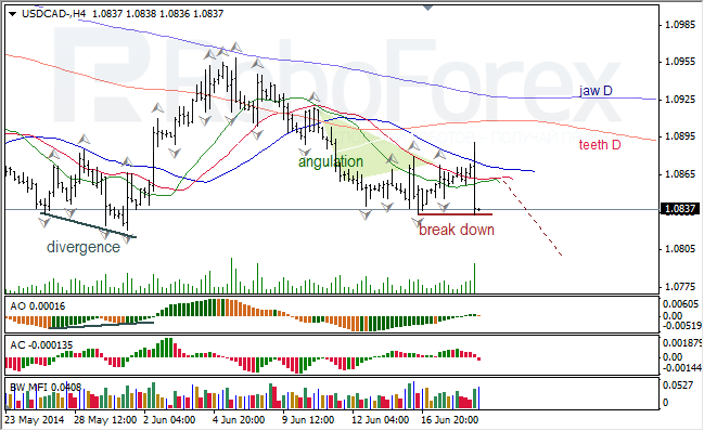 Анализ индикаторов Б. Вильямса для USD/CAD и NZD/USD на 19.06.2014