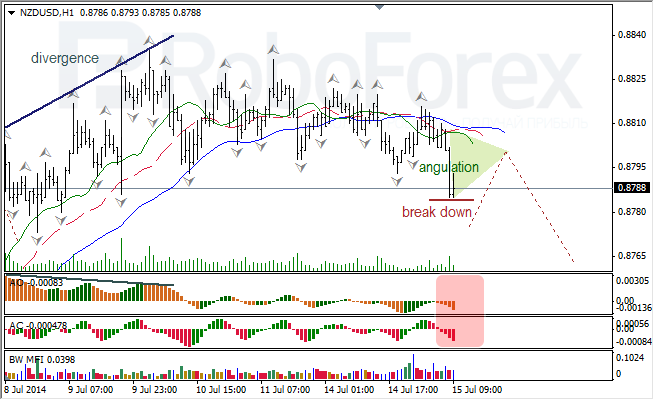 Анализ индикаторов Б. Вильямса для USD/CAD и NZD/USD на 15.07.2014