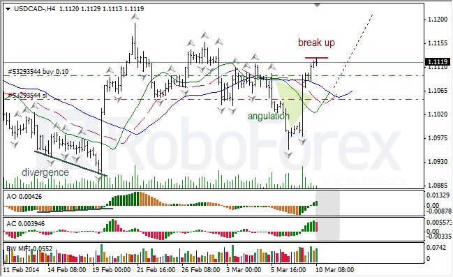 Анализ индикаторов Б. Вильямса для USD/CAD и NZD/USD на 10.03.2014