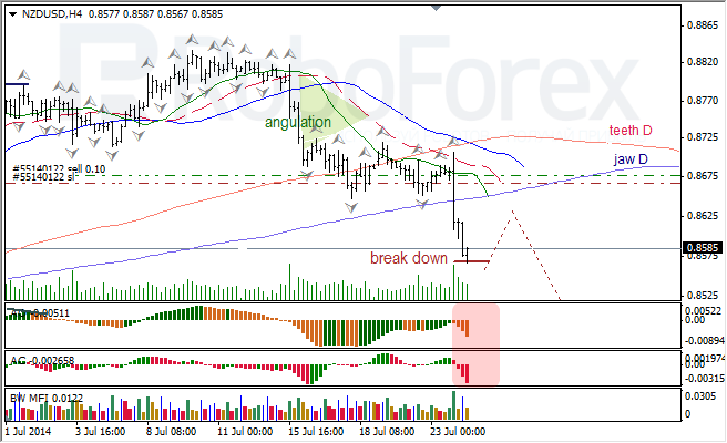 Анализ индикаторов Б. Вильямса для USD/CAD и NZD/USD на 24.07.2014