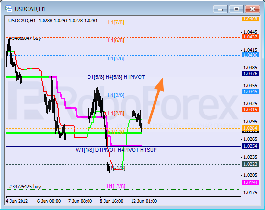 Анализ уровней Мюррея для пары USD CAD Канадский доллар на 12 июня 2012