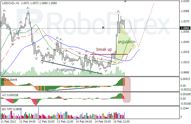 Анализ индикаторов Б.Вильмса для USD/CAD на 18.02.2013