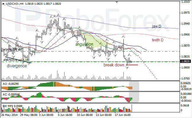 Анализ индикаторов Б. Вильямса для USD/CAD и NZD/USD на 20.06.2014