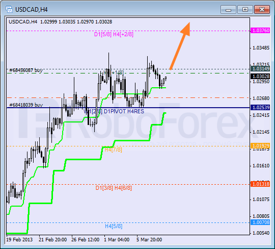 Анализ уровней Мюррея для пары USD CAD Канадский доллар на 8 марта 2013