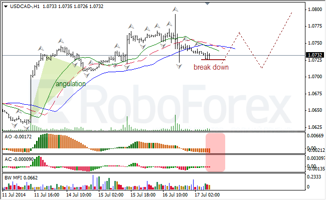 Анализ индикаторов Б. Вильямса для USD/CAD и NZD/USD на 17.07.2014