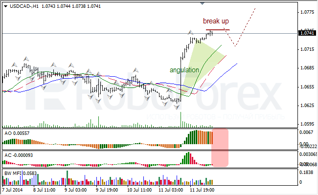 Анализ индикаторов Б. Вильямса для USD/CAD и NZD/USD на 14.07.2014