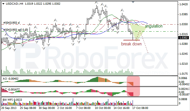 Анализ индикаторов Б. Вильямса для USD/CAD на 17.10.2013