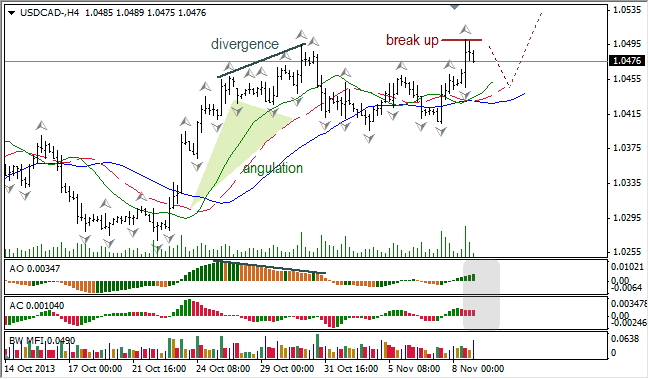 Анализ индикаторов Б. Вильямса для USD/CAD на 11.11.2013