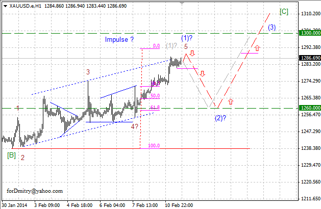 После передышки снова вверх. Волновой анализ XAU/USD на 11.02.2014