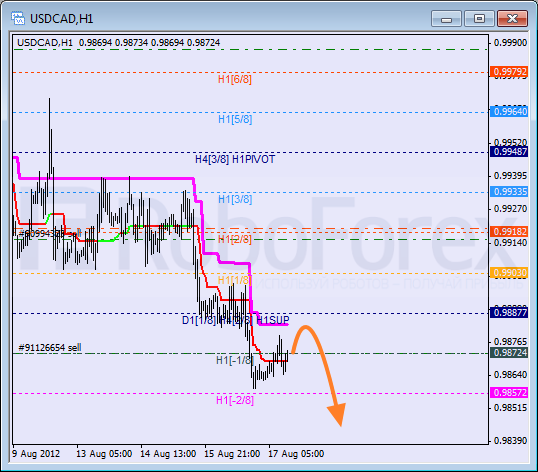 Анализ уровней Мюррея для пары USD CAD Канадский доллар на 17 августа 2012