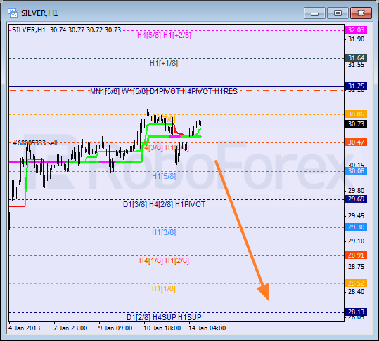 Анализ уровней Мюррея для SILVER Серебро на 14 января 2013