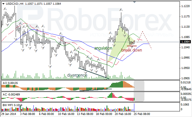 Анализ индикаторов Б. Вильямса для USD/CAD и NZD/USD на 25.02.2014