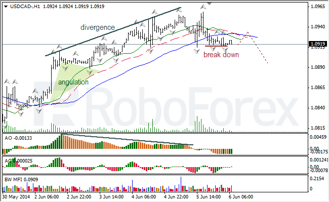 Анализ индикаторов Б. Вильямса для USD/CAD и NZD/USD на 06.06.2014