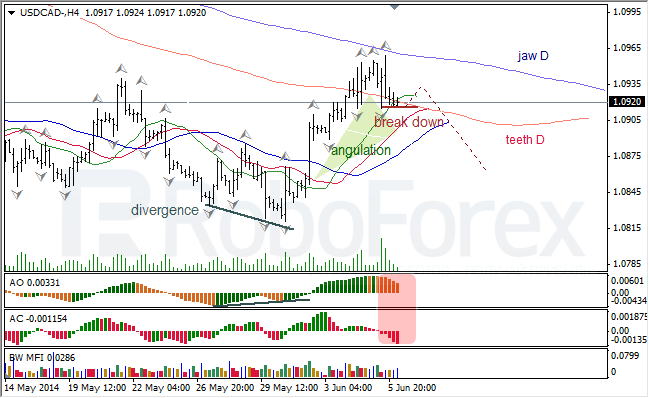 Анализ индикаторов Б. Вильямса для USD/CAD и NZD/USD на 06.06.2014