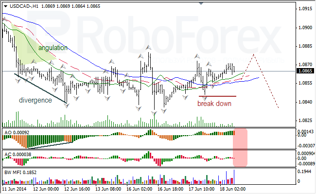 Анализ индикаторов Б. Вильямса для USD/CAD и NZD/USD на 18.06.2014