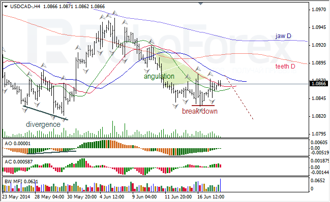 Анализ индикаторов Б. Вильямса для USD/CAD и NZD/USD на 18.06.2014