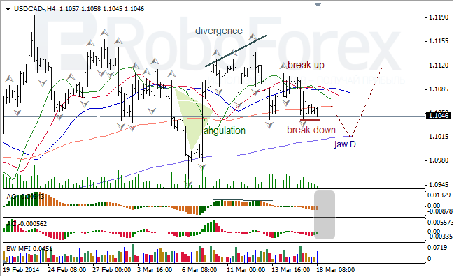 Анализ индикаторов Б. Вильямса для USD/CAD и NZD/USD на 18.03.2014 