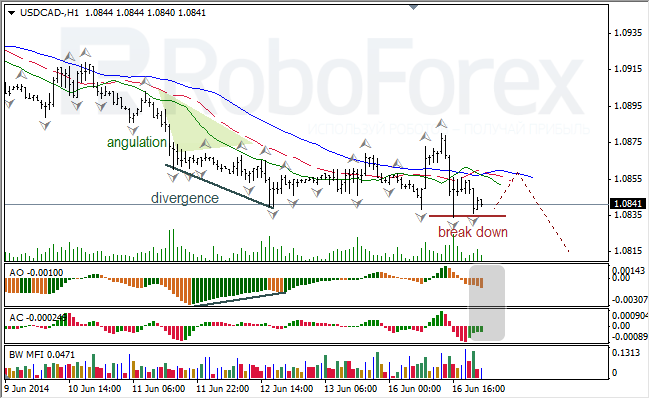 Анализ индикаторов Б. Вильямса для USD/CAD и NZD/USD на 17.06.2014