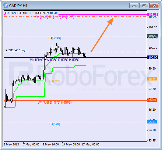 Анализ уровней Мюррея для пары CAD JPY  Канадский доллар к Иене на 17 мая 2013