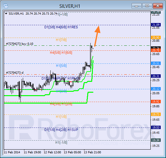 Анализ уровней Мюррея для SILVER Серебро на 14 февраля 2014