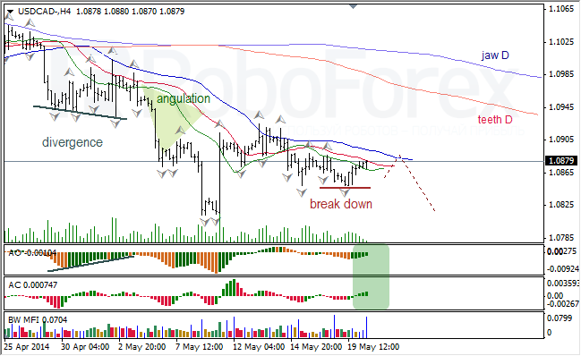 Анализ индикаторов Б. Вильямса для USD/CAD и NZD/USD на 20.05.2014.