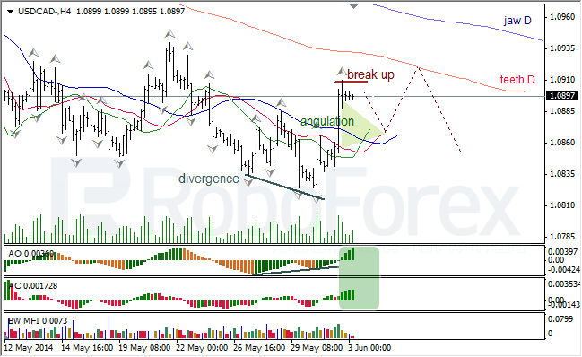 Анализ индикаторов Б. Вильямса для USD/CAD и NZD/USD на 03.06.2014