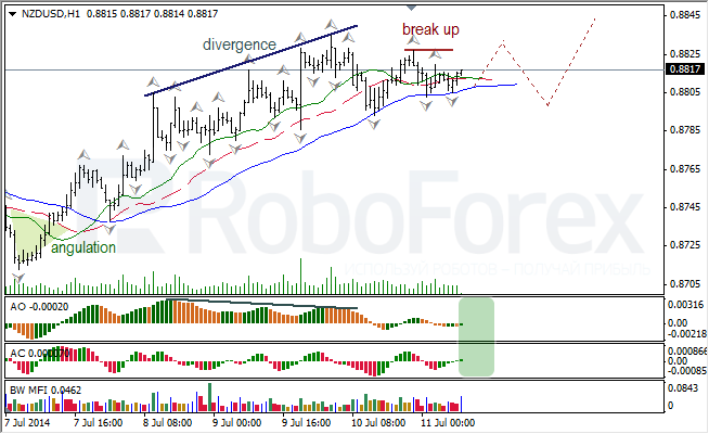 Анализ индикаторов Б. Вильямса для USD/CAD и NZD/USD на 11.07.2014