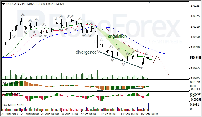 Анализ индикаторов Б. Вильямса для USD/CAD на 17.09.2013