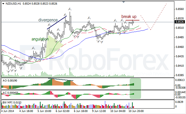 Анализ индикаторов Б. Вильямса для USD/CAD и NZD/USD на 11.06.2014