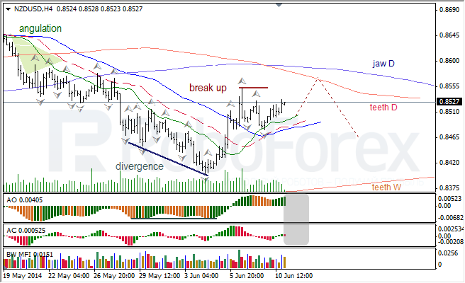 Анализ индикаторов Б. Вильямса для USD/CAD и NZD/USD на 11.06.2014