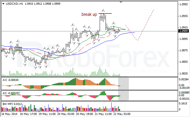 Анализ индикаторов Б. Вильямса для USD/CAD и NZD/USD на 22.05.2014.