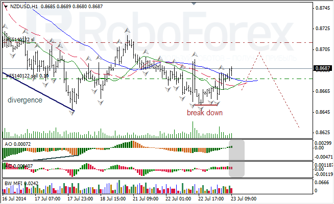 Анализ индикаторов Б. Вильямса для USD/CAD и NZD/USD на 23.07.2014