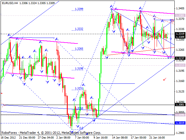 Технический анализ на 24.01.2013 EUR/USD, GBP/USD, USD/JPY, USD/CHF, AUD/USD, GOLD