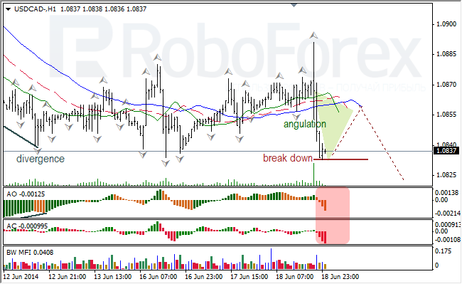 Анализ индикаторов Б. Вильямса для USD/CAD и NZD/USD на 19.06.2014