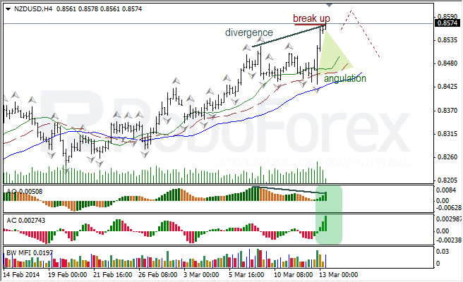 Анализ индикаторов Б. Вильямса для USD/CAD и NZD/USD на 13.03.2014