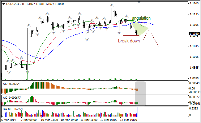 Анализ индикаторов Б. Вильямса для USD/CAD и NZD/USD на 13.03.2014