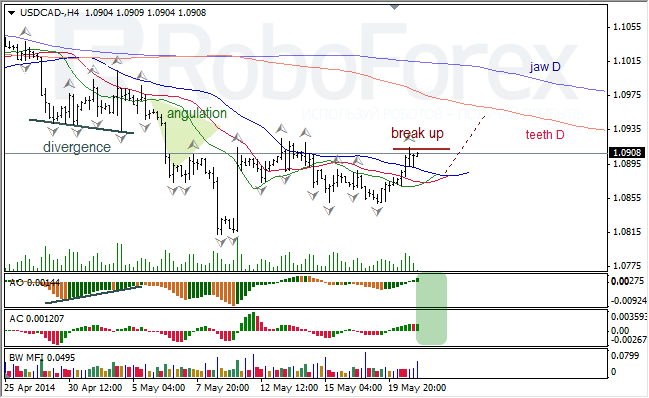 Анализ индикаторов Б. Вильямса для USD/CAD и NZD/USD на 21.05.2014