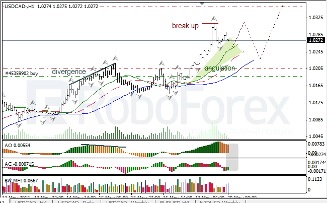 Анализ индикаторов Б. Вильямса для USD/CAD на 20.05.2013