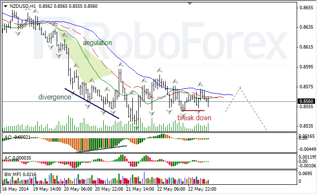 Анализ индикаторов Б. Вильямса для USD/CAD и NZD/USD на 23.05.2014