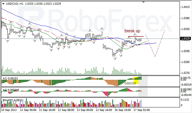 Анализ индикаторов Б. Вильямса для USD/CAD на 17.09.2013