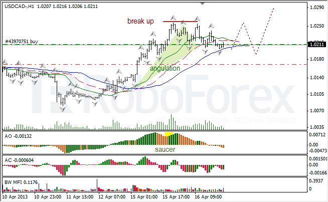 Анализ индикаторов Б. Вильямса для USD/CAD на 17.04.2013