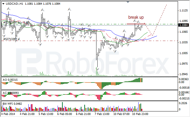 Анализ индикаторов Б. Вильямса для USD/CAD на 11.02.2014