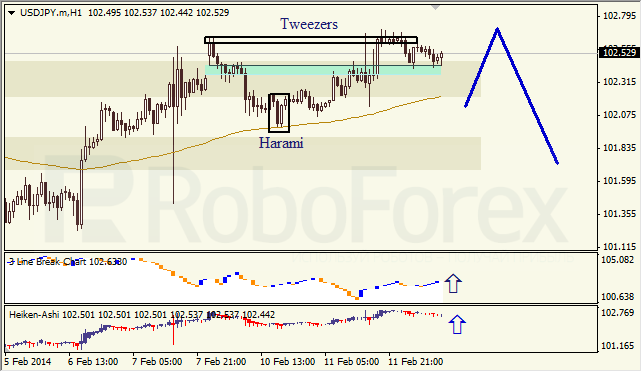 Анализ японских свечей для USD/JPY на 12.02.2014