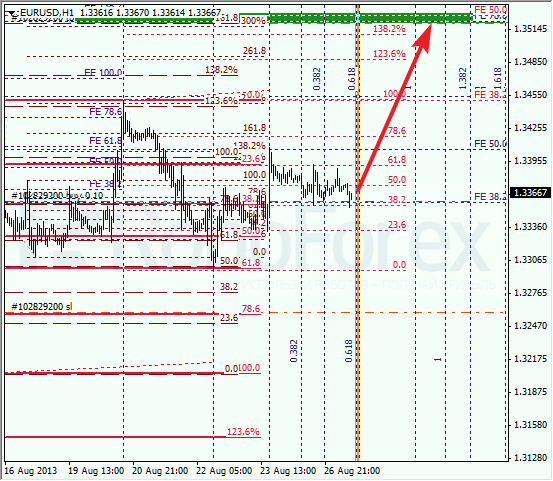 Анализ по Фибоначчи на 27 августа 2013 EUR USD Евро доллар