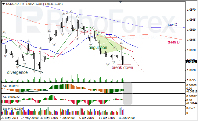 Анализ индикаторов Б. Вильямса для USD/CAD и NZD/USD на 17.06.2014