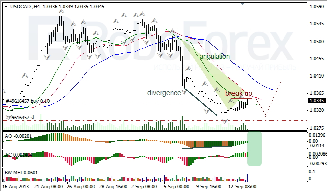 Анализ индикаторов Б. Вильямса для USD/CAD на 16.09.2013