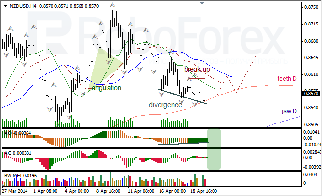 Анализ индикаторов Б. Вильямса для USD/CAD и NZD/USD на 22.04.2014