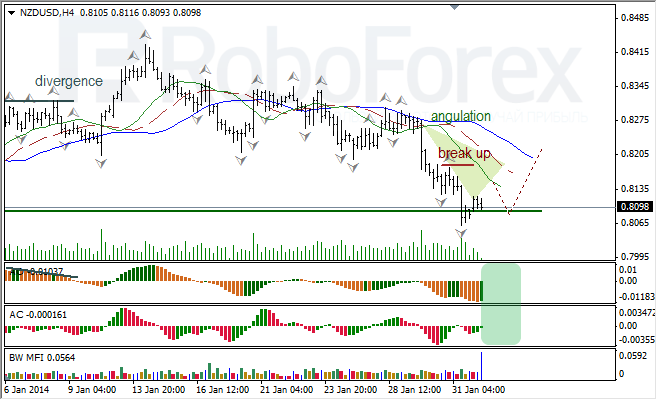 Анализ индикаторов Б. Вильямса для NZD/USD на 03.02.2014